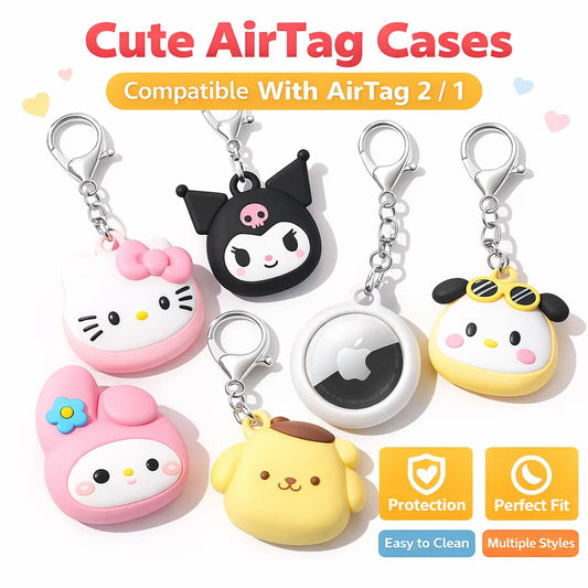 Cute Silicone AirTag Case – Cartoon Protective Keychain Cover for Apple AirTag