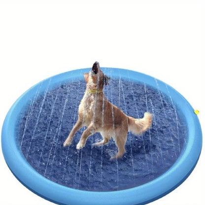 Heavy-Duty Outdoor Pet Bathing Basin with Spray Function - Non-Slip Dog Water Play Mat for Summer Fun and Pet Bathing Dog Wash