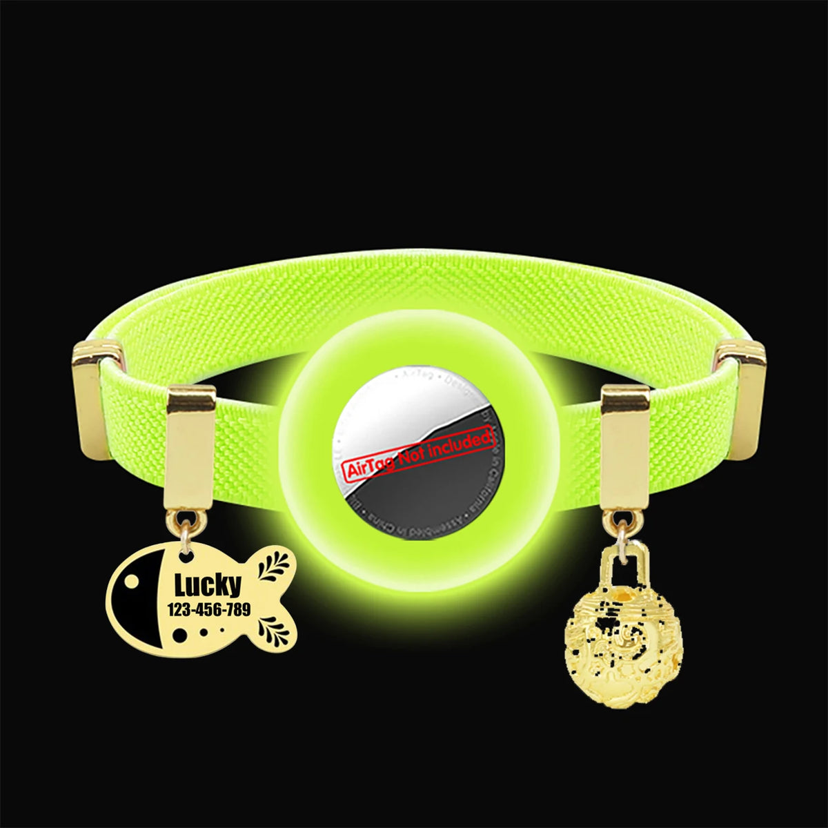 Customized AirTag Cat Collar with Bell, Name Tag & Holder