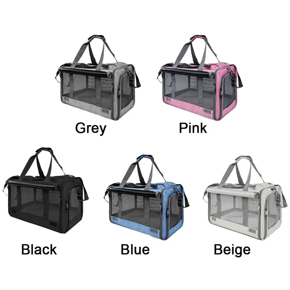 Oxford Cloth Cat Carrier Handbag Breathable Soft Sided Pet Carrying Bag Large Capacity Foldable Pet Carrier Reptiles Squirrels