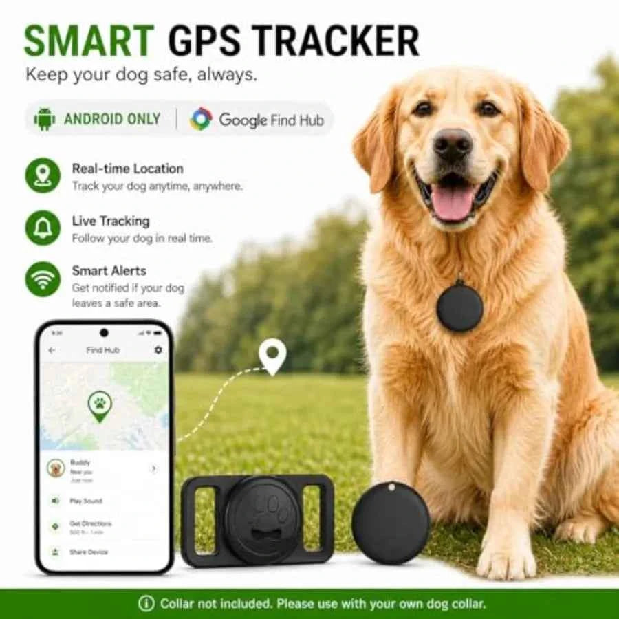 Pet Tracker, GPS Collar for Dogs Android Only Smart tag, Waterproof Compatible with Google Find Hub, No Monthly Fee, Advanced T