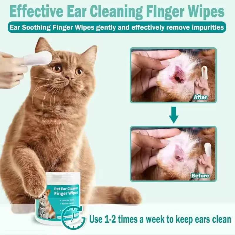 Pet Ear Cleaning Wipes – Gentle, Disposable Ear Mite Control for Dogs & Cats