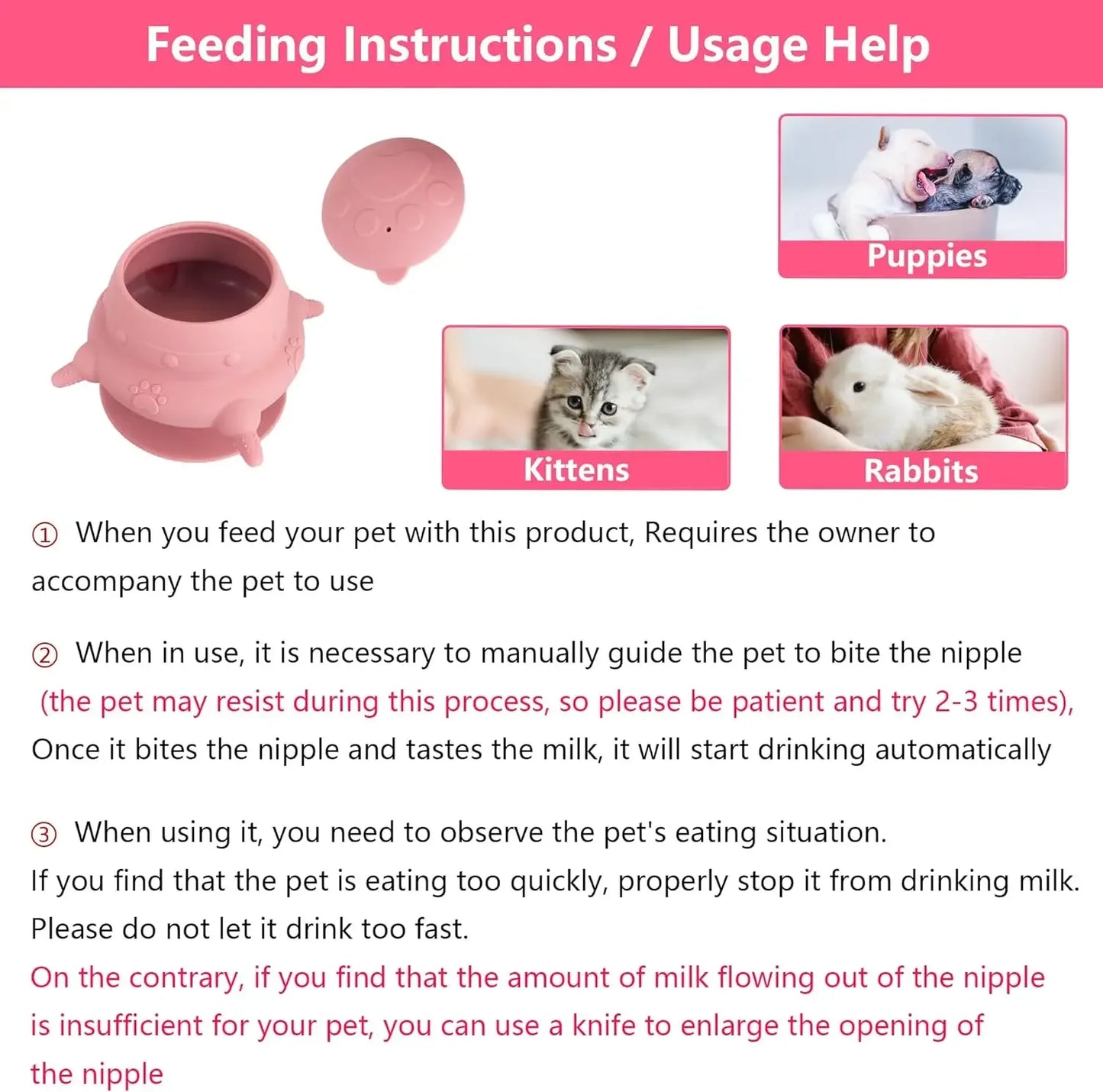 Newborn Puppy & Kitten Feeder – 4-Nipple Milk Feeding Bowl for Easy Nursing