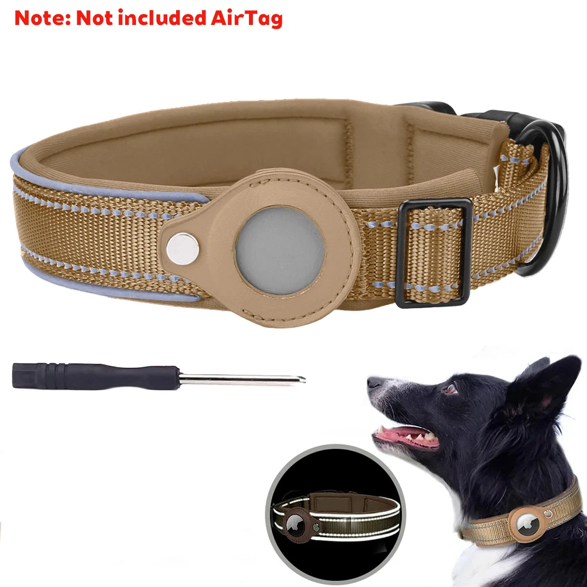 Apple AirTag Dog Collar – Reflective Waterproof Pet Tracker