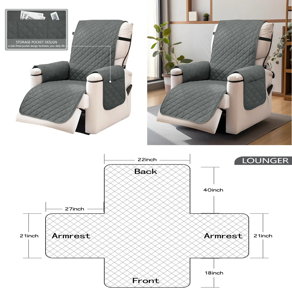 Water-Resistant Reversible Sofa Cover – Non-Slip Furniture Protector with Elastic Straps for Dogs, Kids & Pets