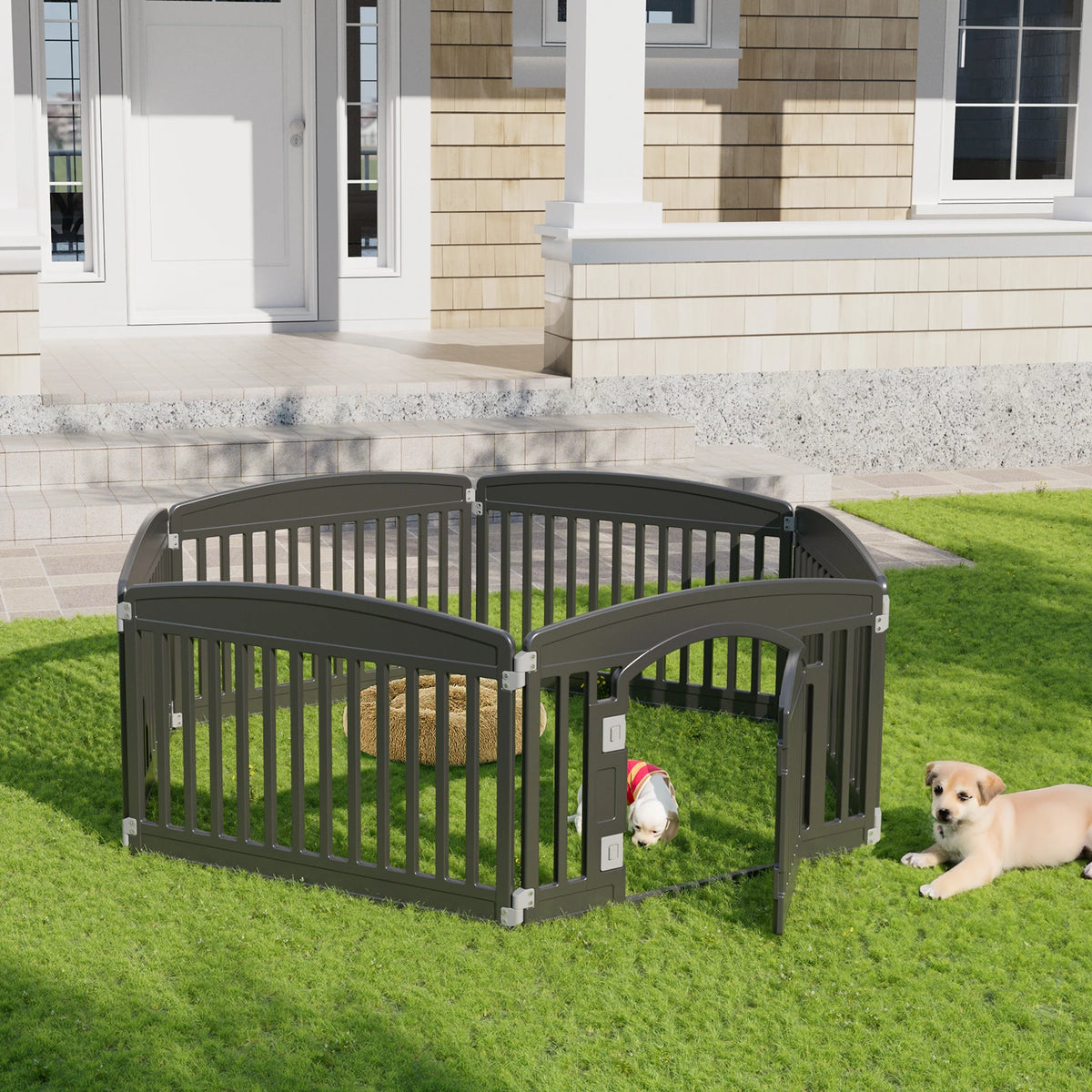 6-Panel Plastic Dog Playpen – Portable Indoor & Outdoor Pet Fence