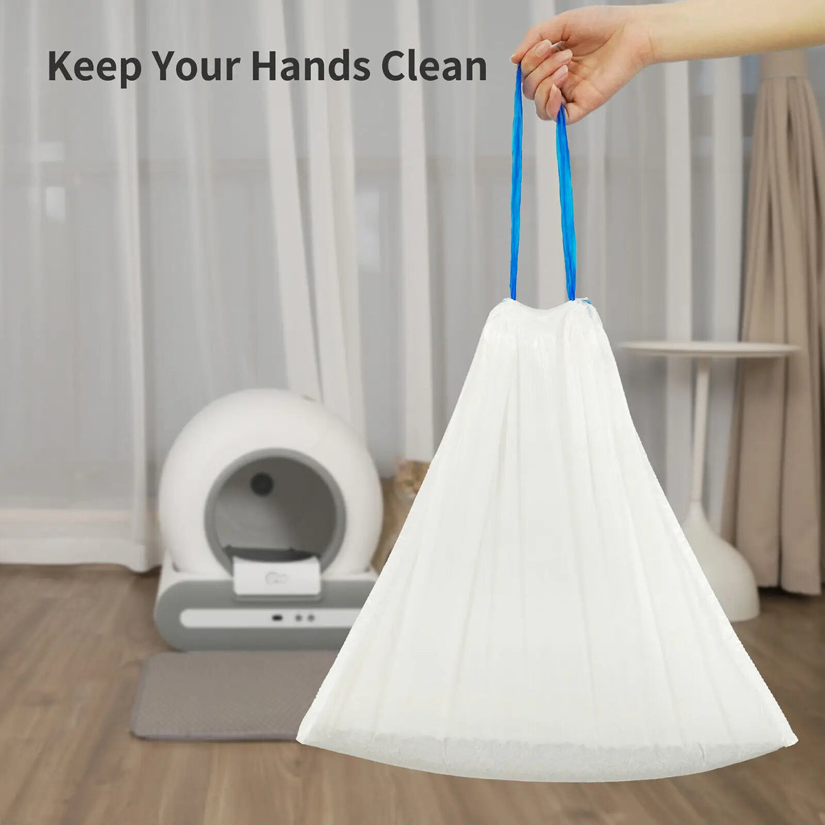 Cat Litter Box Liners – Drawstring Waste Bags for Self-Cleaning Boxes