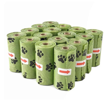 Leak‑Proof Dog Poop Bags – Thick Pet Waste Bags with Paw Print, 15 Bags per Roll