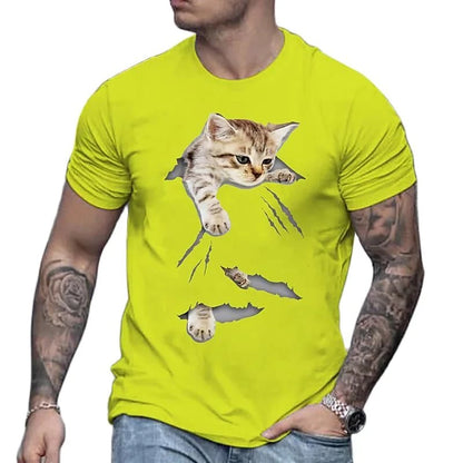 Cat 3D Printed Men's T-shirt Cute Animal Print Loose Short-sleeved Tee Tops Kids Women Fashion Simple Harajuku T Shirt Clothing