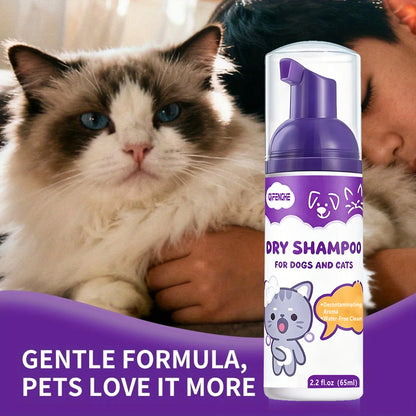 No Rinse Dog Cat Dry Shampoo Foam - Waterless Cleaning for Puppies Kittens, Deodorizing & Refreshing