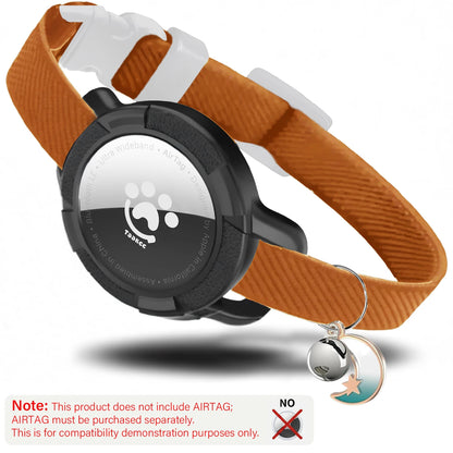 Elastic Safe AirTag Cat Collar, Anti-lost Pet Collar with Bell & GPS Tracking Holder Case for Cats Puppies（Airtag not included）