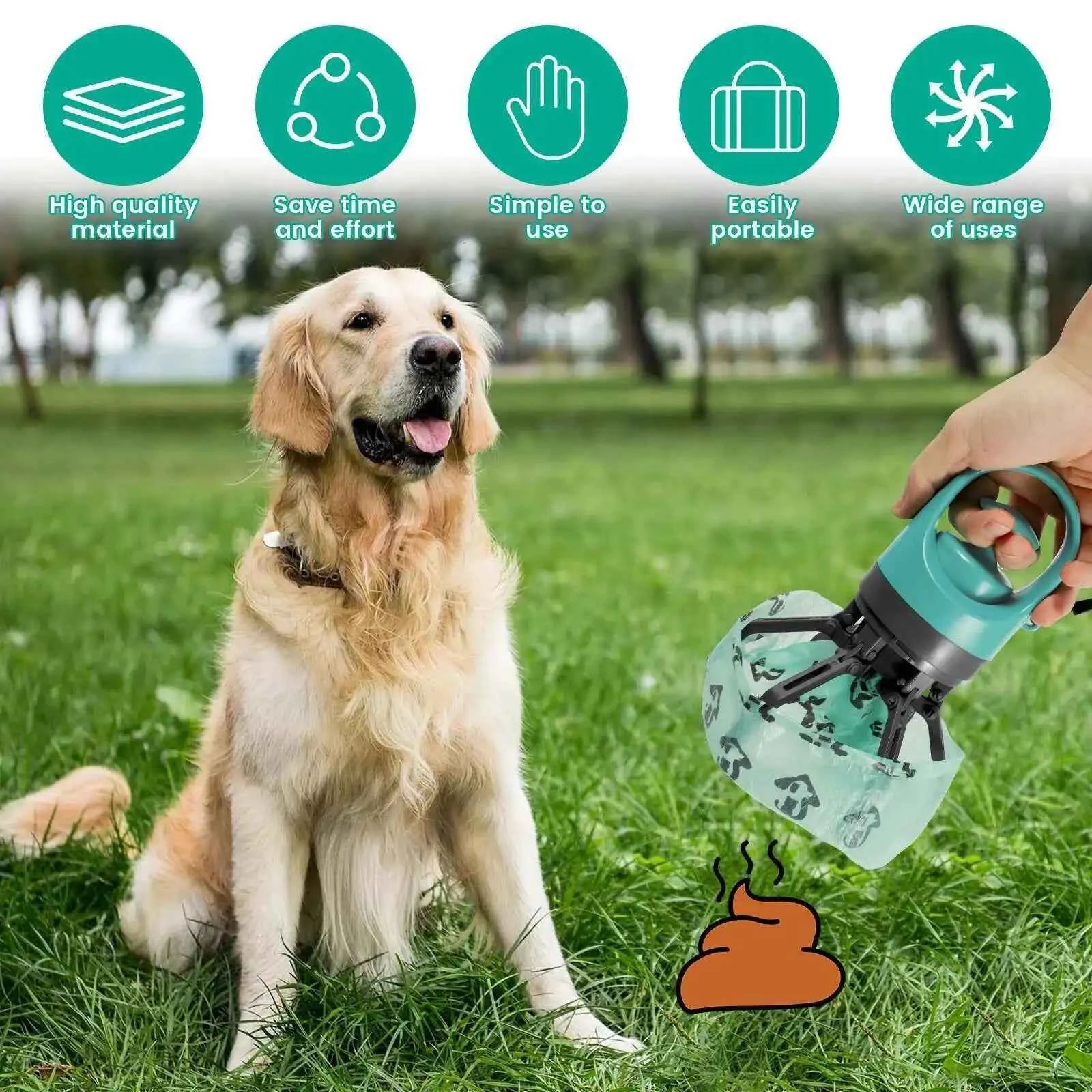 Portable Pet Claw Poop Scooper with Built‑In Bag Dispenser – One‑Hand Waste Pickup