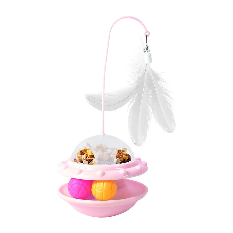 Foldable Cat Wand Food Dispenser Toy – Feather Interactive Tumbler for Self Play & Relief