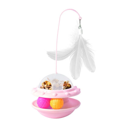 Foldable Cat Wand Food Dispenser Toy – Feather Interactive Tumbler for Self Play & Relief
