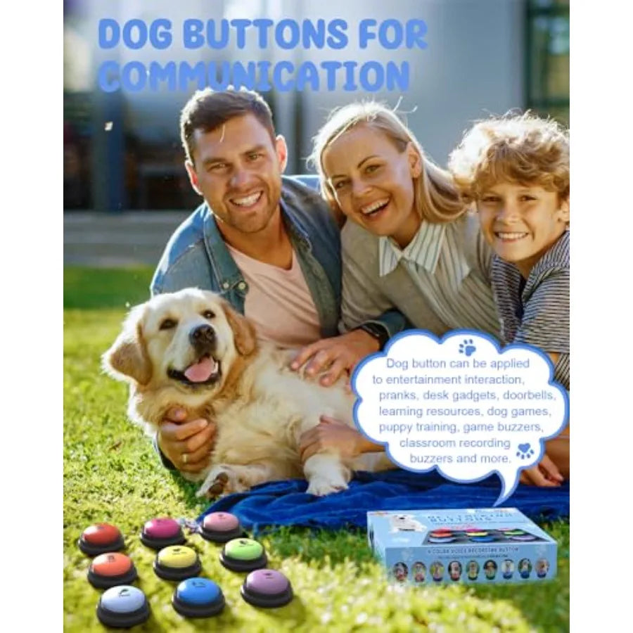 Dog Buttons for Communication 9 Pcs Dog Talking Button Set 30s Voice Recording Pet Buzzer Training Buttons Speaking Button for