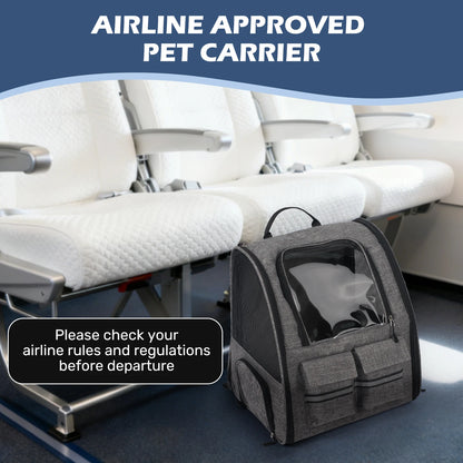 Rolling Pet Carrier with Wheels - Large Foldable Dog Carrier Backpack with Removable Wheels for Easy Travel