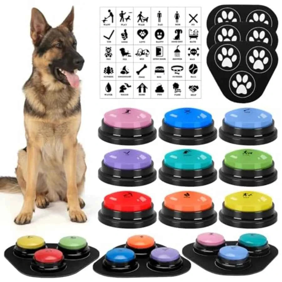 Dog Buttons for Communication 9 Pcs Dog Talking Button Set 30s Voice Recording Speaking Button Pet Speech Training Buzzers with