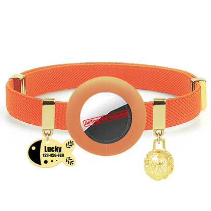 Customized AirTag Cat Collar with Bell, Name Tag & Holder