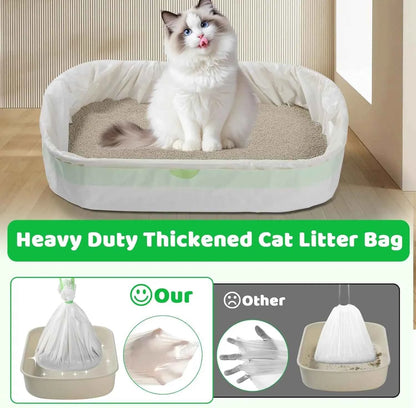 Heavy Duty Cat Litter Box Liners – Jumbo 37 x 18 Inch Drawstring Bags