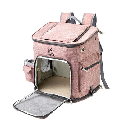 L/M foldable cat backpack carrier-large capacity pet travel bag durable waterproof design outdoor hiking & airplane trips