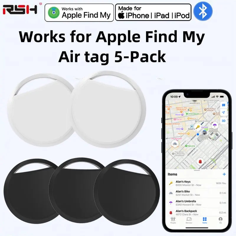 5-Pack Smart AirTag for iOS – Apple Find My Item Trackers