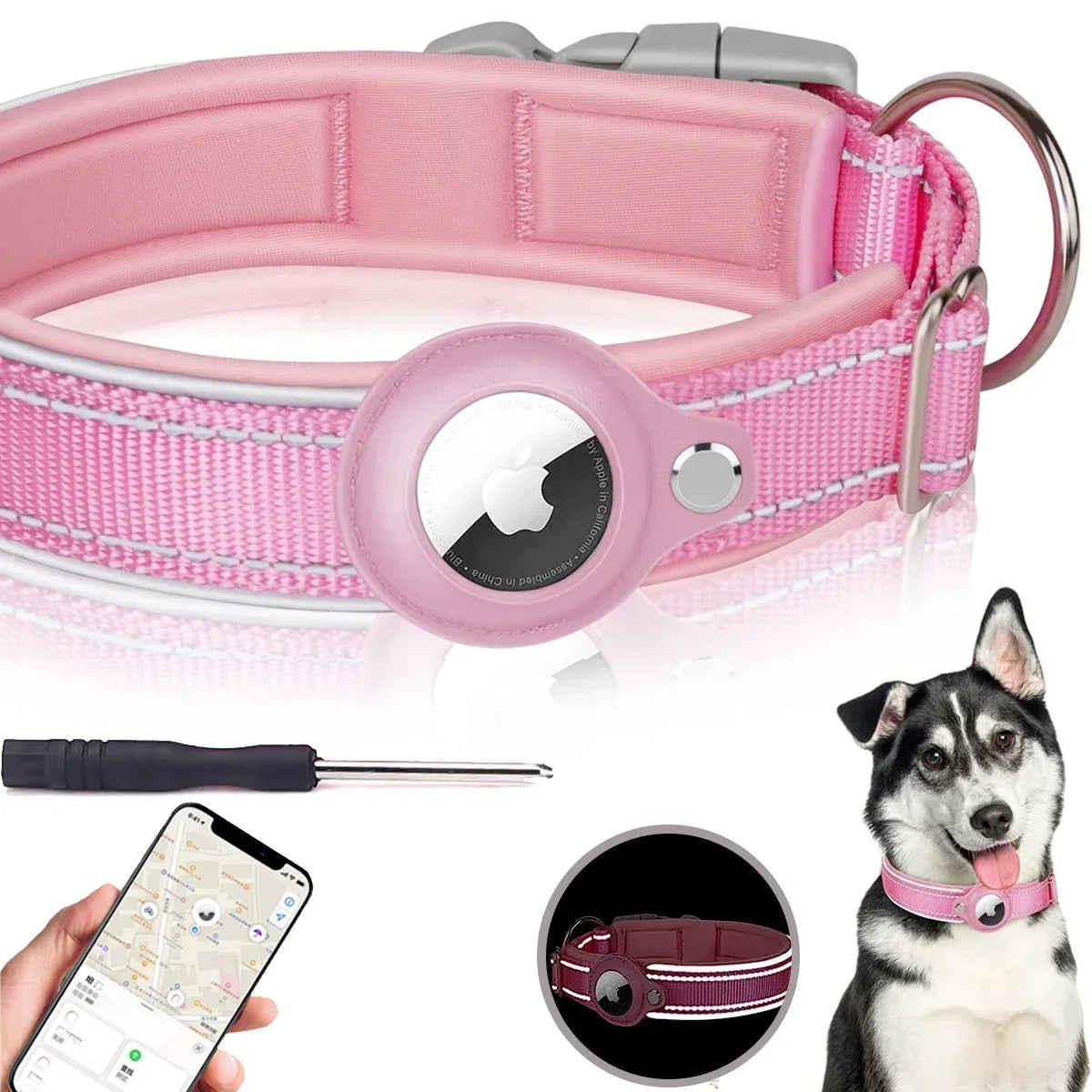 Apple AirTag Dog Collar – Reflective Waterproof Anti-Lost