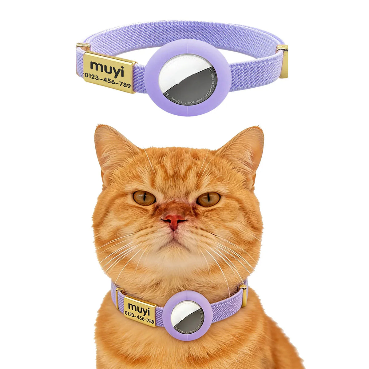 Fluorescent Green Cat Collar Customized Pet ID Puppies Necklace Elastic GPS Tracker Adjustable Kitten Collar with AirTag Holder