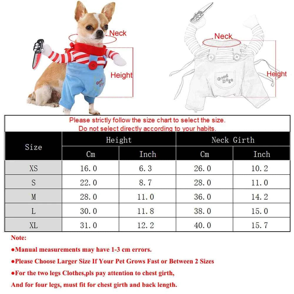 Funny Halloween Dog Clothes for Small Medium Dogs Knife Holding Cosplay Pets Costume Cute Party Cat Dressed Up Chihuahua Outfits