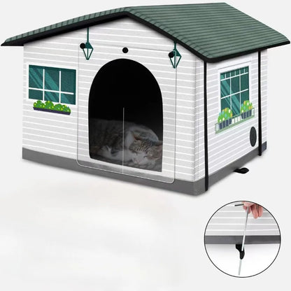 Outdoor Cat House Weatherproof Stray Cat dog House Waterproof Outdoor Winter Warm Pet Cave Sleeping Beds Home Foldable Washable