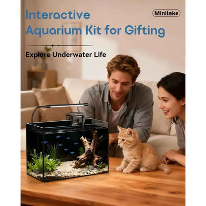 5-Gallon Glass Aquarium Starter Kit – LED Light, Filter & Lid for Betta, Shrimp & Small Fish