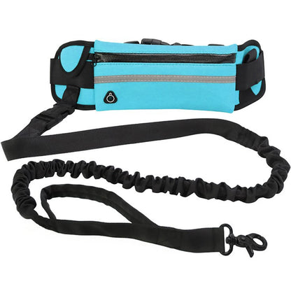 Hands Free Reflective Dog Leash with Waist Bag – Running & Walking Nylon Belt