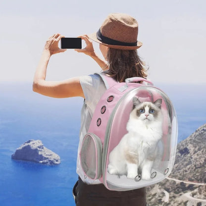 Portable Pink Pet Backpack Carrier for Cats - Comfortable and Breathable Travel Bag for Small Animals