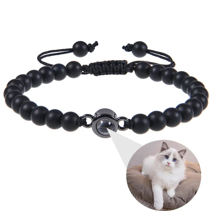 Personalized Stainless Steel Pet Photo Projection Bracelet – Custom Dog & Cat Portrait Memorial Jewelry Gift