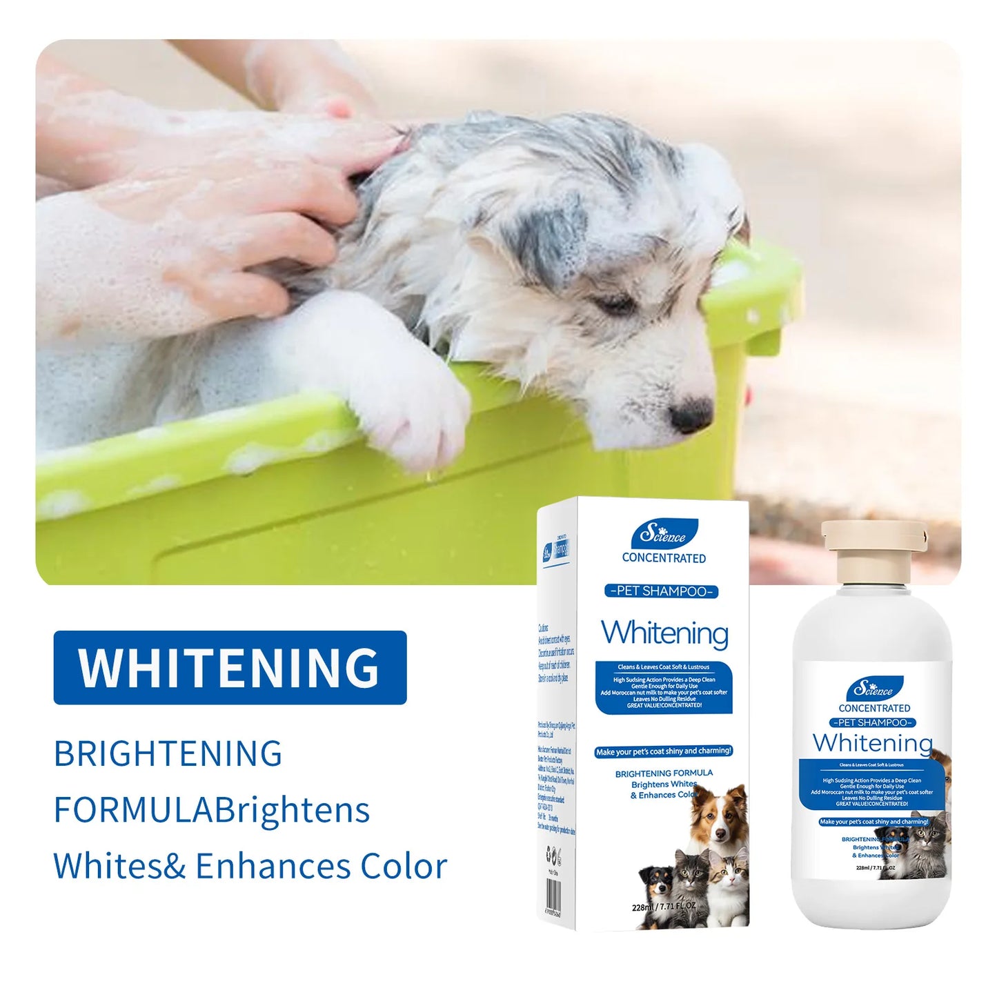 228ML Soothing Pet Grooming Shampoo for Sensitive Skin - Hypoallergenic Formula for Cats and Dogs