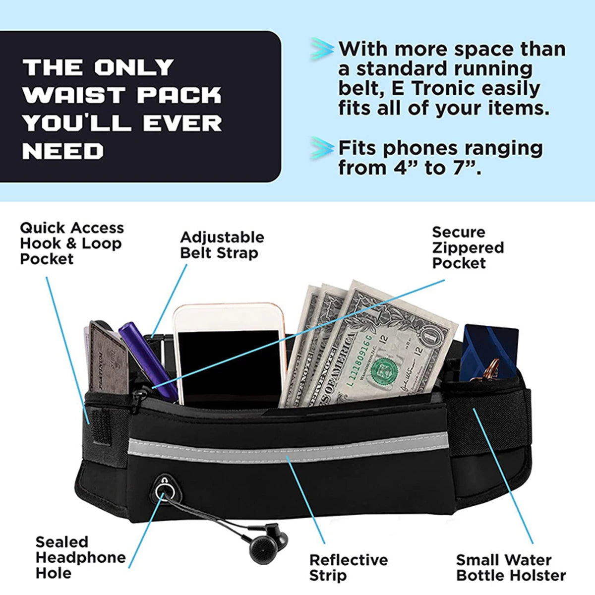 Hands Free Reflective Dog Leash with Waist Bag – Running & Walking Nylon Belt