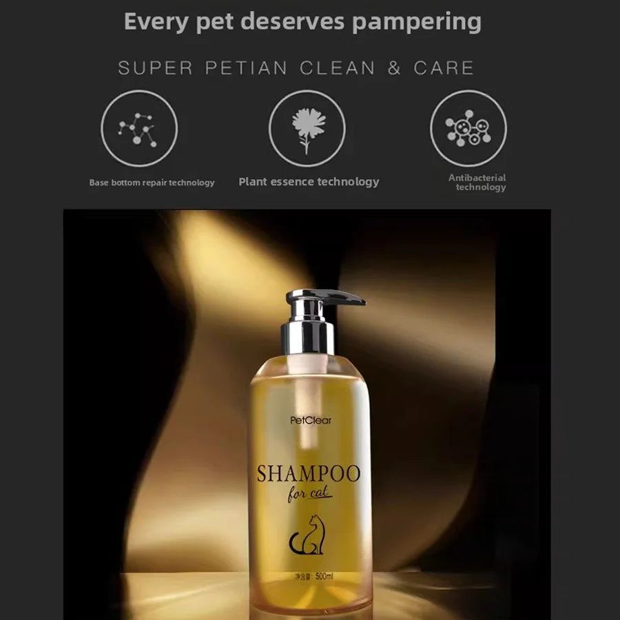 PetClear Cat Shampoo 500ml Cat-Specific Cleaning Care Deodorizing Natural Non-Irritating Gentle Bath Gel