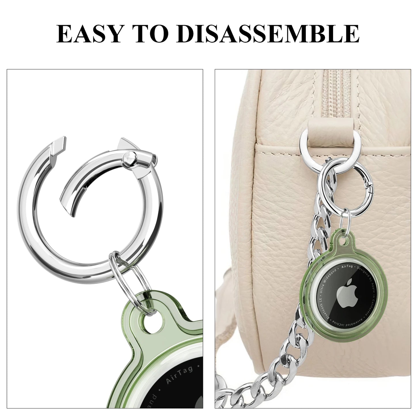 Waterproof Airtag Keychain Holder - Transparent TPU Case for Apple Airtag, Dog Cat Pet Collar Tracker, Protective Full Cover