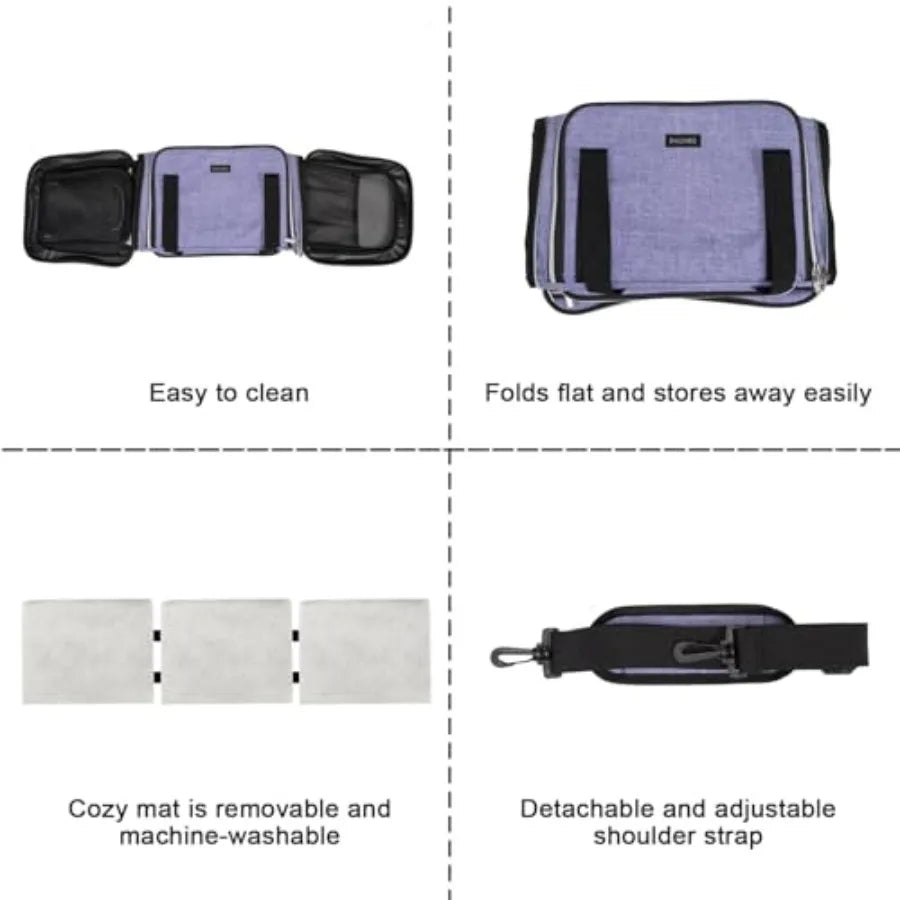 Cat Carrier Bag Airline Approved Pet Travel Carrier Soft Side with Fleece Pad 5 Sides Open Doors 3 Sides Expandable Foldable Do