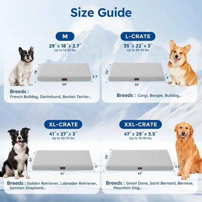 Orthopedic Cooling Dog Bed XXL 47x29in with Removable Washable Cover, Breathable Egg Foam Summer Pad for Crate, Grey
