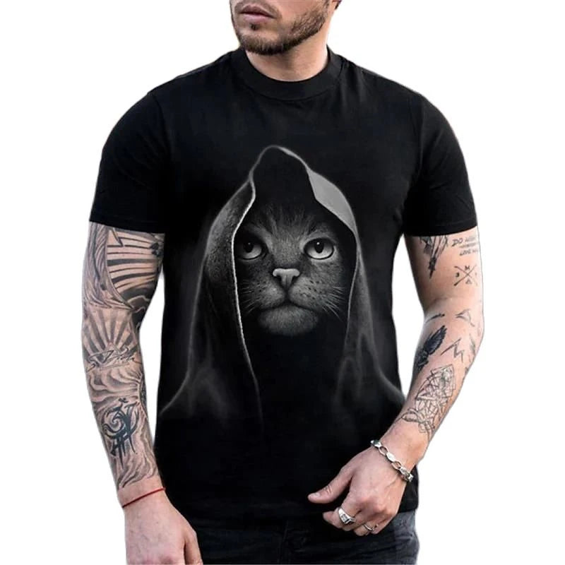 Cat 3D Printed Men's T-shirt Cute Animal Print Loose Short-sleeved Tee Tops Kids Women Fashion Simple Harajuku T Shirt Clothing