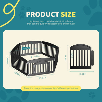 6-Panel Plastic Dog Playpen – Portable Indoor & Outdoor Pet Fence