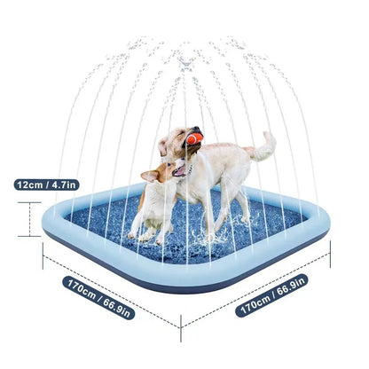 60-97'' Winter and Summer Outdoor and Indoor Dog Shower Playpool Inflatable Sprinkler Pad Pet Fountain Foldable Pad Dog Shower