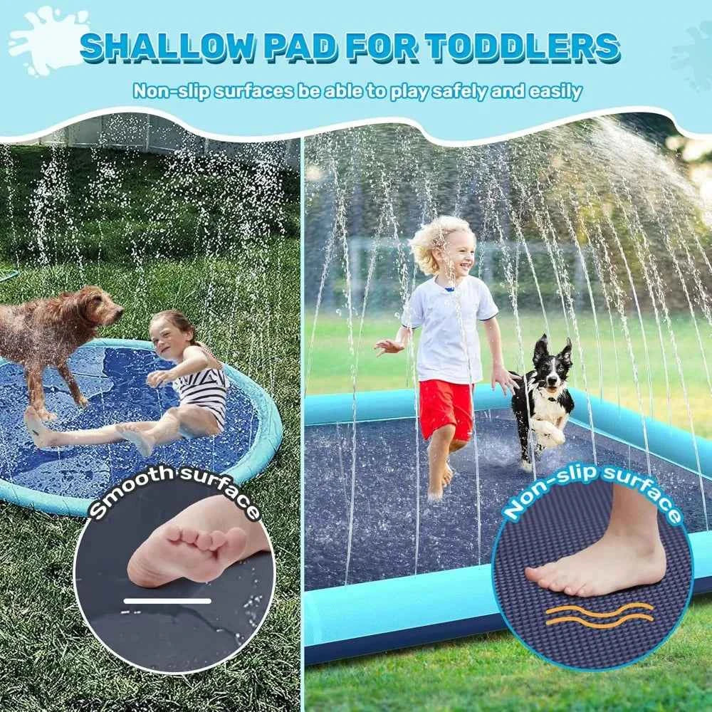 60-97'' Winter and Summer Outdoor and Indoor Dog Shower Playpool Inflatable Sprinkler Pad Pet Fountain Foldable Pad Dog Shower