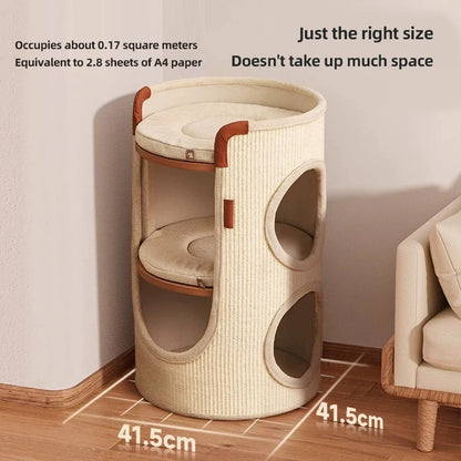 HOOPET Cat Tree Small Space No Floor Space Cat Bed Four Seasons Universal Multi Double Layer Sisal Tube Big Cat Maine