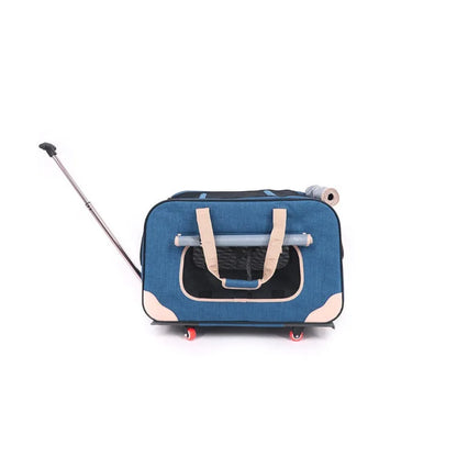 Approved Cat and Dog Travel Stroller Mesh Breathable Roll Wheels Pet Carrier Backpack with Animal Pattern