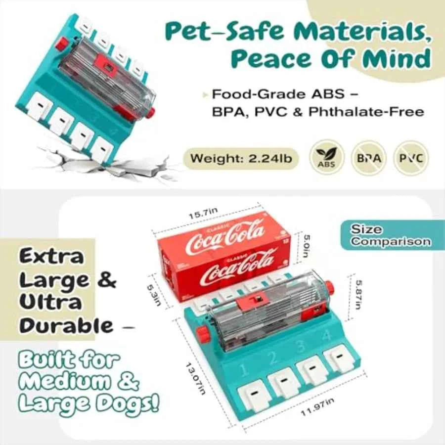 2 Levels of ChallengeExtra Large Size Paw-Activated Rolling Dog Puzzle Feeder Toy U.S. Brand and Design Treat Puzzles for Aggre