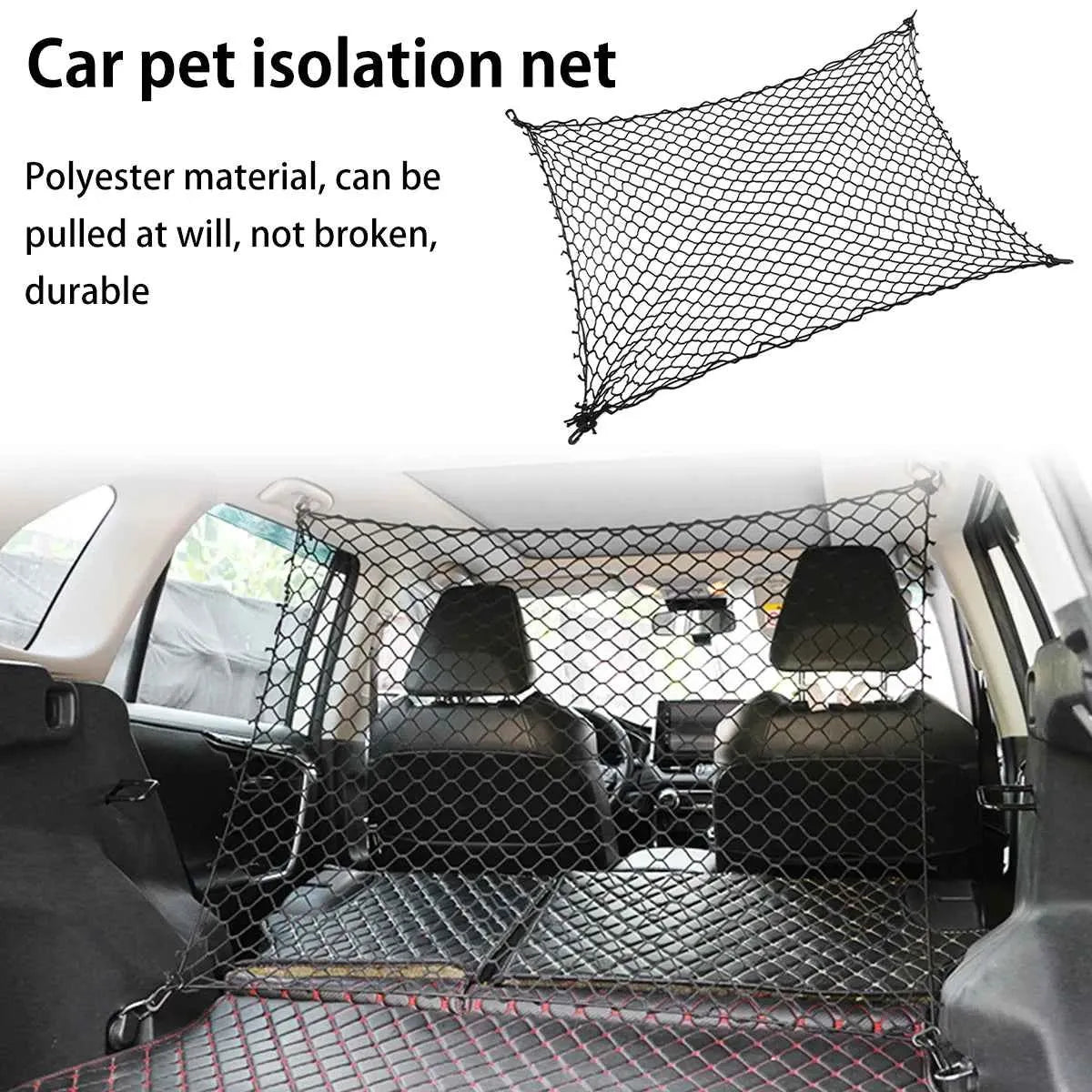 Universal Car Dog Barrier Net – Foldable Pet Safety Mesh for Rear Seat