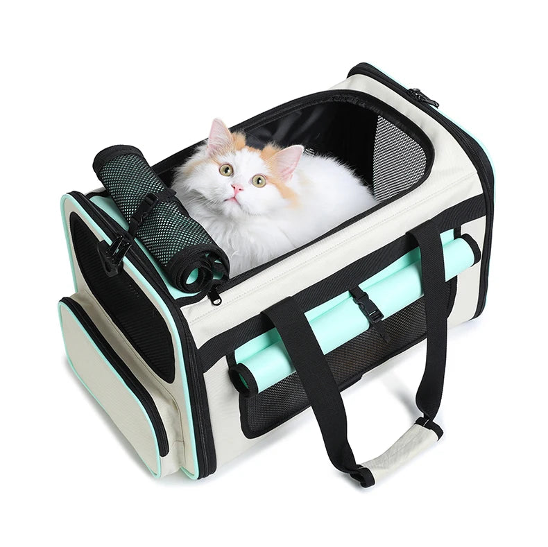 Cat Carrying Case Pet Dog Travel Carrier Soft-Sided Cat Bag Airline Approved Collapsible Cat Carrier Dog Carrier for Dogs & Cats