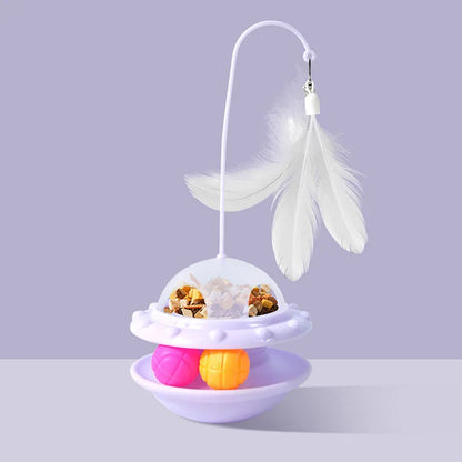 Foldable Cat Wand Food Dispenser Toy – Feather Interactive Tumbler for Self Play & Relief