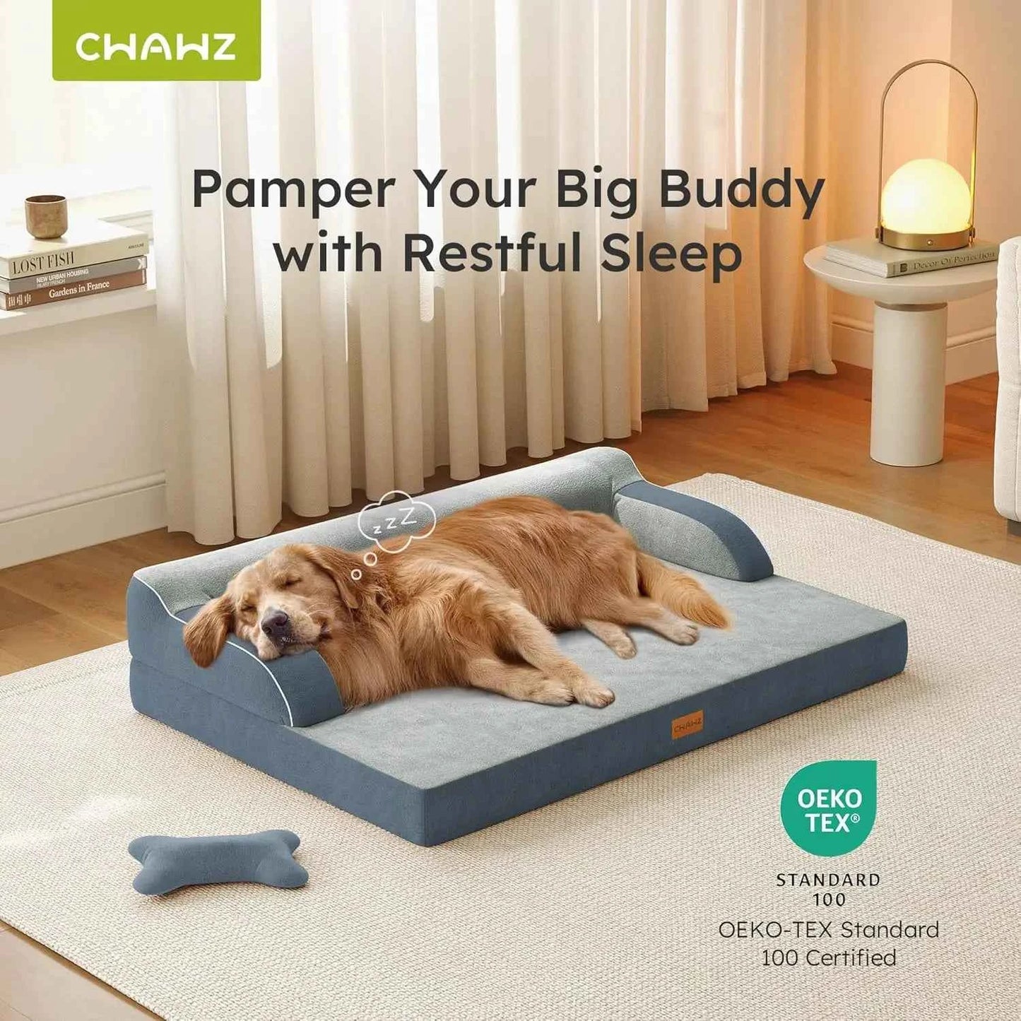 Extra Large Orthopedic Dog Bed with Cooling Memory Foam, Washable Waterproof Cover, Non-Slip Bottom, Dark Grey